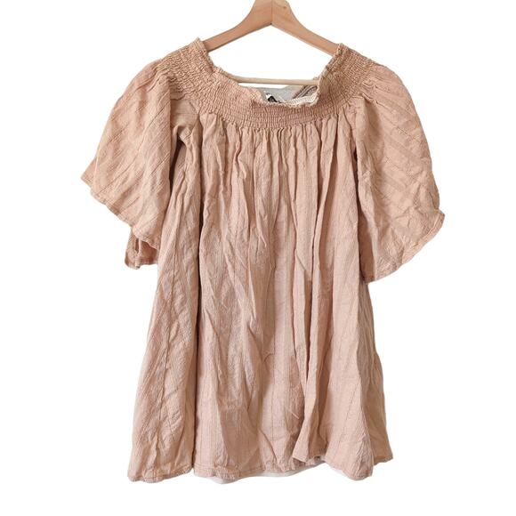 Show Me Your Mumu Women Vacay Off Shoulder Cotton Izzy Mini Smocked Dress Medium - Picture 2 of 9